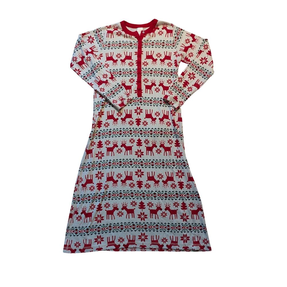 Hanna Andersson Women's Nightgown Organic Cotton Christmas Reindeer Size S